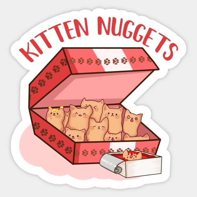 Kawaii Cat inside Box, Funny Chicken Nuggets Sticker by logiamerch